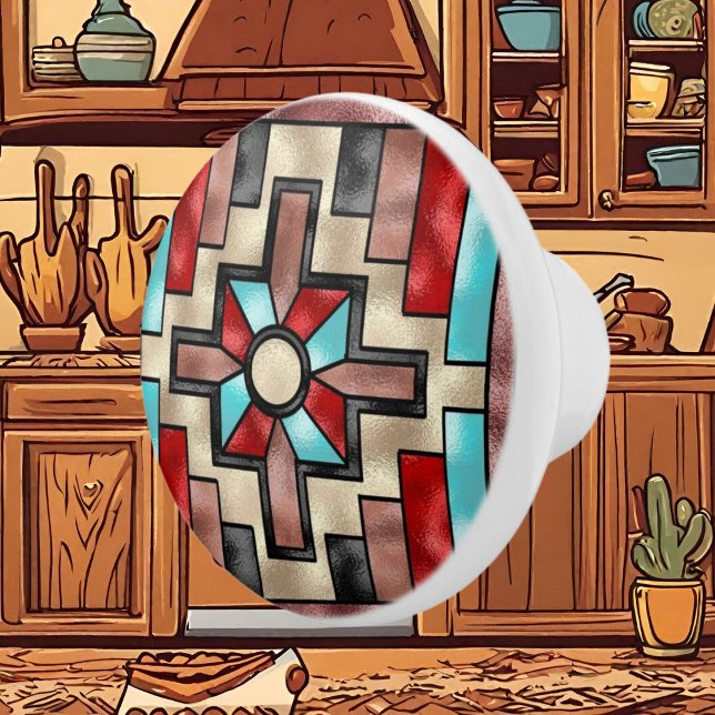 Southwestern Faux Stained Glass ceramic knob (Creator Uploaded)