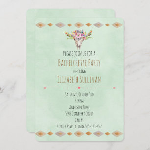 Southwestern Floral Cow Skull Bachelorette Party Invitation