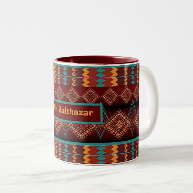 Southwestern geometric ethnic pattern    Two-Tone coffee mug (Front Right)