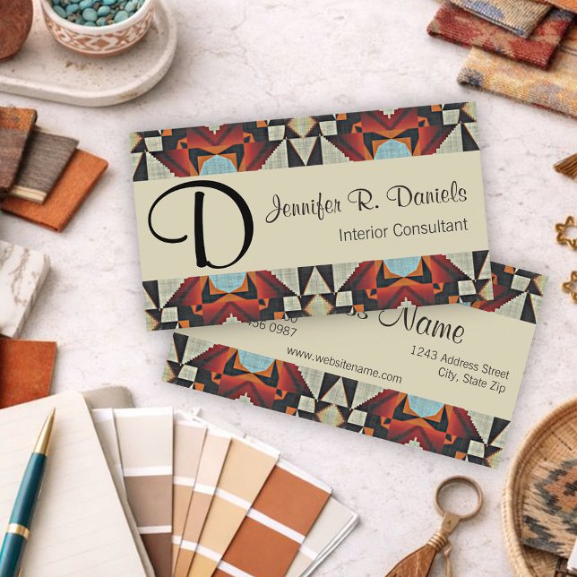Southwestern Geometric Interior Consultant Business Card (Creator Uploaded)