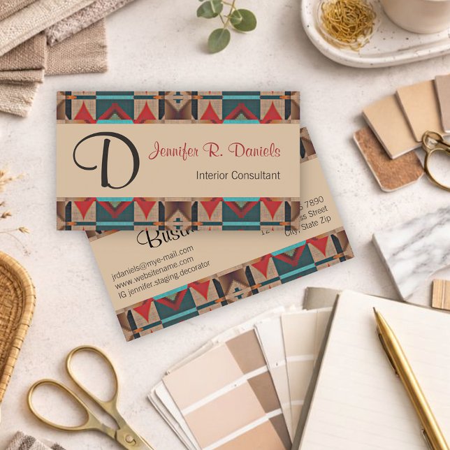Southwestern Geometric Interior Consultant Business Card (Creator Uploaded)