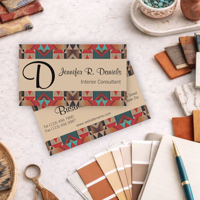 Southwestern Geometric Interior Consultant Business Card (Creator Uploaded)