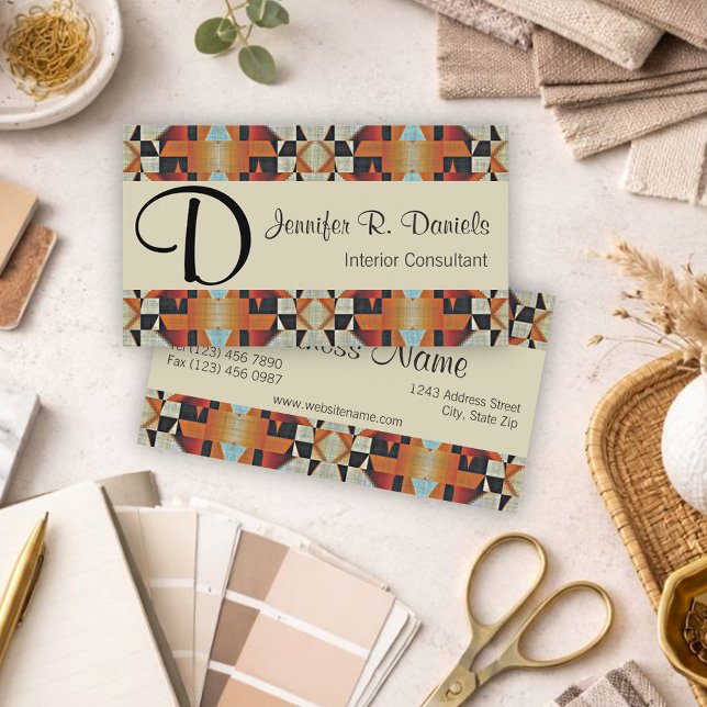 Southwestern Geometric Interior Consultant Business Card (Creator Uploaded)