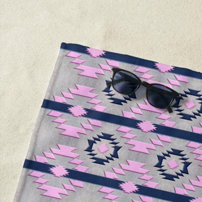 Southwestern geometric pattern beach towel (In Situ)