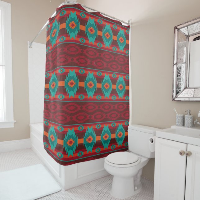Southwestern geometric pattern. shower curtain (In Situ)