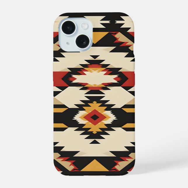 Southwestern Geometric Tapestry iPhone 15 Case (Back)