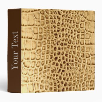 Southwestern Gold Brown Alligator Leather 3 Ring Binder by WhenWestMeetEast at Zazzle