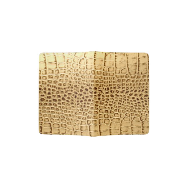 southwestern Gold brown Alligator Leather Passport Holder (Opened)