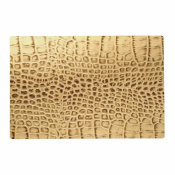 Southwestern Gold Brown Alligator Leather Placemat by WhenWestMeetEast at Zazzle