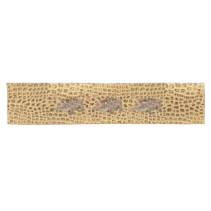 southwestern Gold brown Alligator Leather Short Table Runner