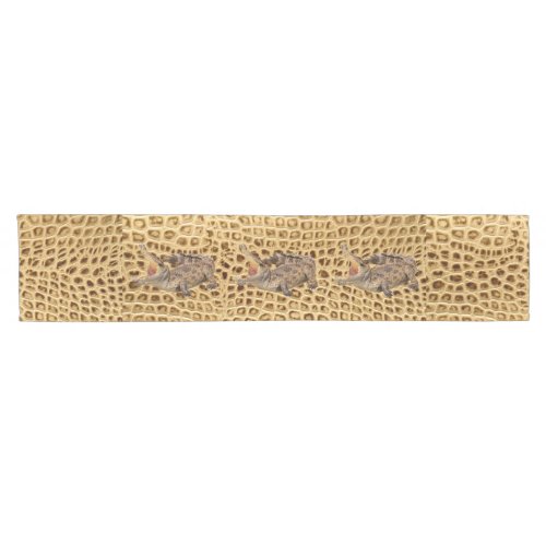 southwestern Gold brown Alligator Leather Short Table Runner