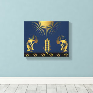 Southwestern Gold Kokopelli Wall Canvas Print