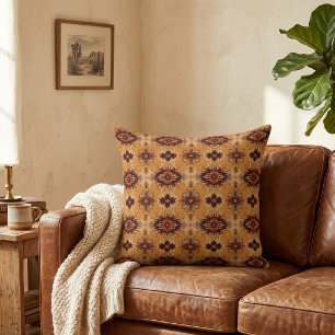 Southwestern Golden Geometric Throw Pillow