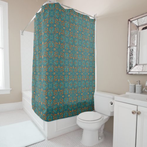 Southwestern Golden Sun Ray Colors Pattern Shower Curtain