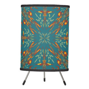 Southwestern Golden Sun Ray Colors Pattern Tripod Lamp