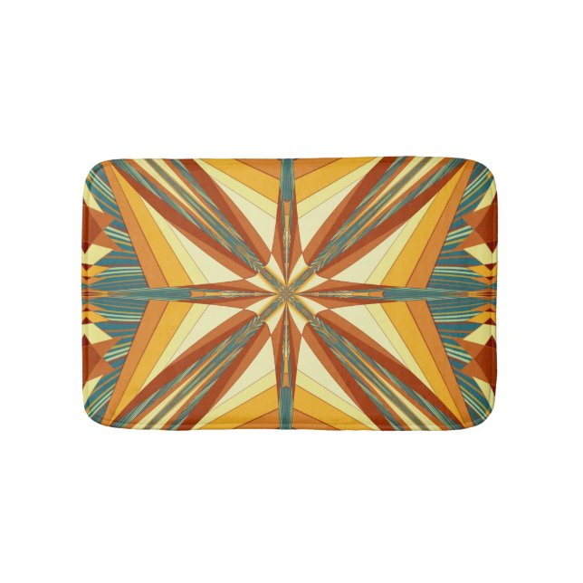 Southwestern Golden Sun Rays Indian Blanket Design Bath Mat (Front)