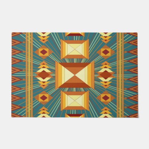 Southwestern Golden Sun Rays Indian Blanket Design Doormat