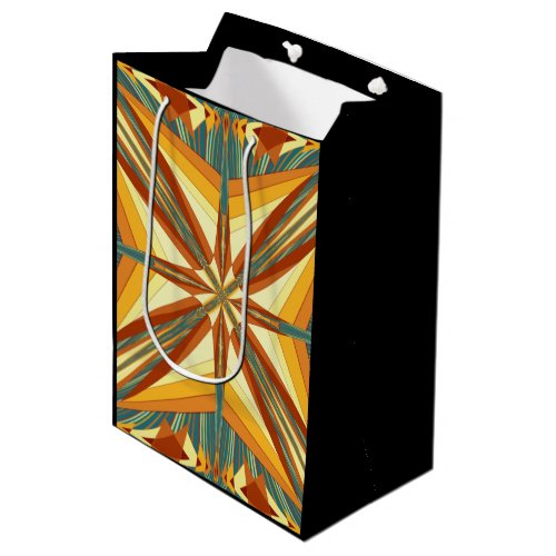Southwestern Golden Sun Rays Indian Blanket Design Medium Gift Bag