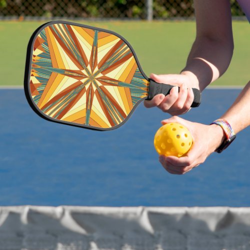 Southwestern Golden Sun Rays Indian Blanket Design Pickleball Paddle