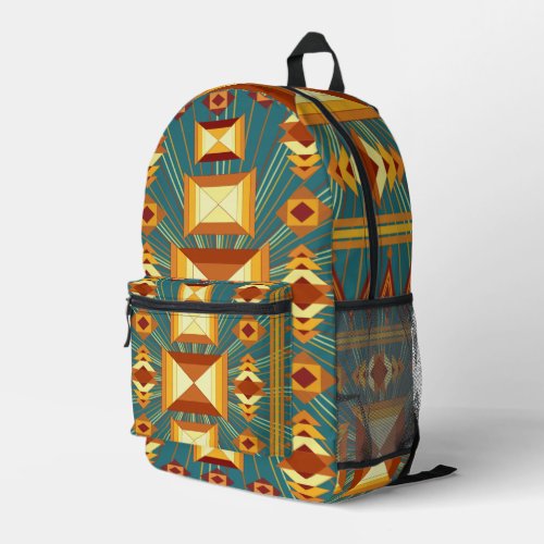 Southwestern Golden Sun Rays Indian Blanket Design Printed Backpack