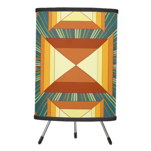 Southwestern Golden Sun Rays Indian Blanket Design Tripod Lamp