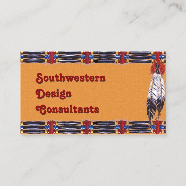 Southwestern Hairpipe and Feathers Business Card (Front)