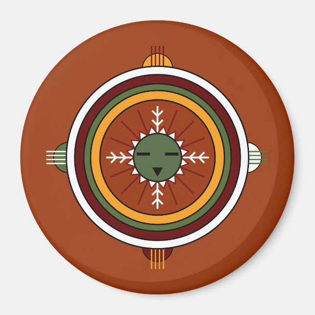 Southwestern Hopi Native American Tribal Sun Face Magnet (Front)