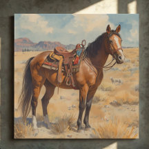 Southwestern Horse and Rugged Desert Scene