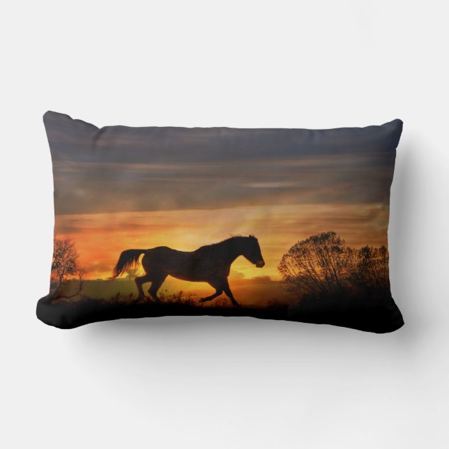 Southwestern Horse and Sunset Lumbar Pillow (Front)