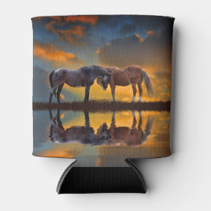 Southwestern Horses in Sunset Water Can Cooler