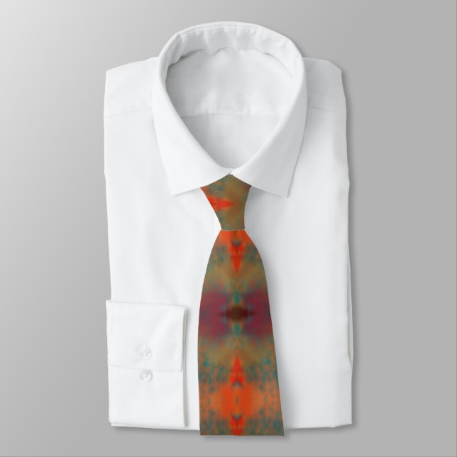 Southwestern Inspired Art Abstract Pattern Neck Tie (Tied)