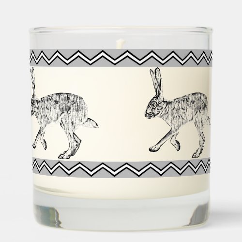 Southwestern Jackrabbit and Geometric Mountains Scented Candle