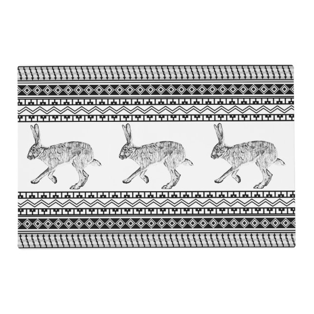 Southwestern Jackrabbit and Geometric Patterns Placemat (Front)