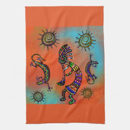 SOUTHWESTERN  KOKOPELLI ART       KITCHEN TOWEL