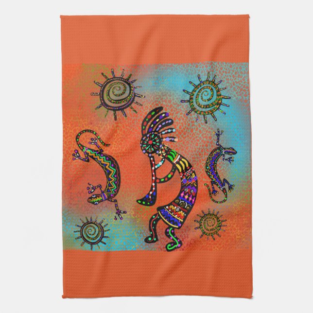 SOUTHWESTERN  KOKOPELLI ART       KITCHEN TOWEL (Vertical)
