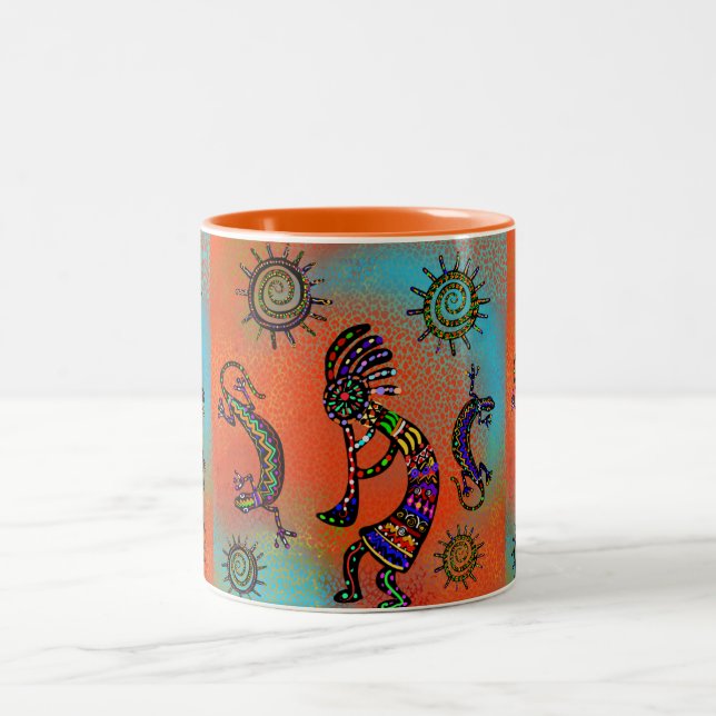 SOUTHWESTERN  KOKOPELLI ART      Two-Tone COFFEE MUG (Center)