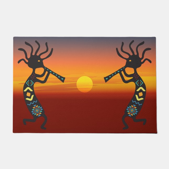 Southwestern Kokopelli Sunset Doormat (Front)