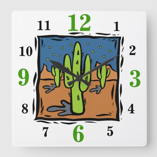 Southwestern Landscape Clock With Numbers (Front)