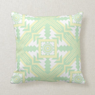 Southwestern Large Print Green and Yellow Throw Pillow