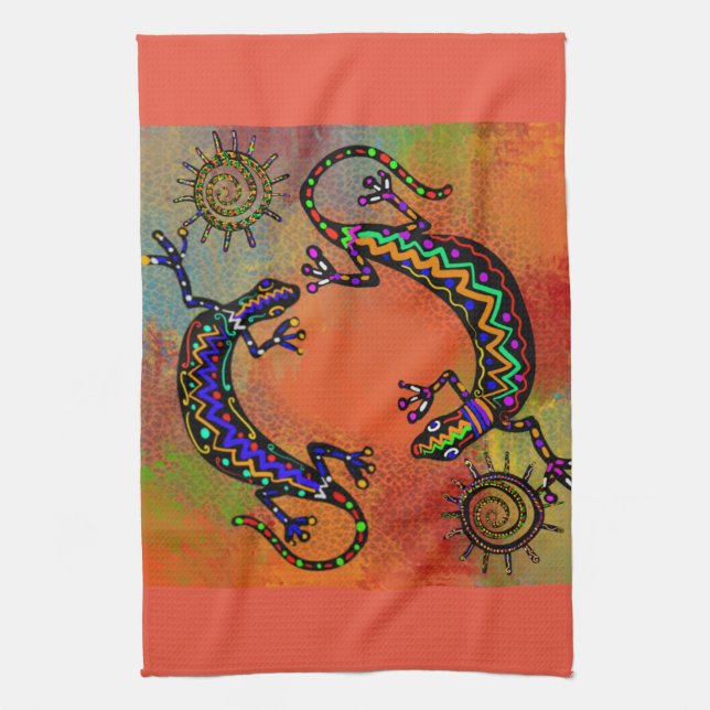 SOUTHWESTERN LIZARD ART        KITCHEN TOWEL (Vertical)