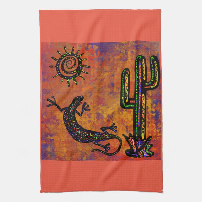 SOUTHWESTERN LIZARD ART        KITCHEN TOWEL (Vertical)