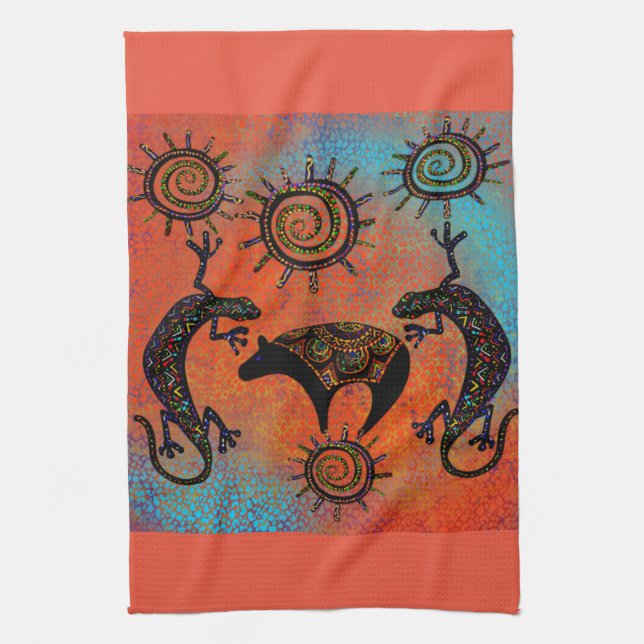 SOUTHWESTERN LIZARD ART       KITCHEN TOWEL (Vertical)