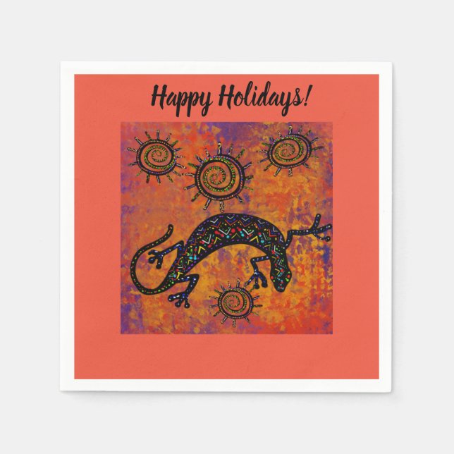 SOUTHWESTERN  LIZARD ART     NAPKINS (Front)