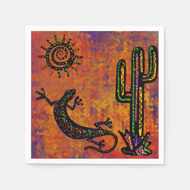 SOUTHWESTERN LIZARD  ART       NAPKINS (Front)