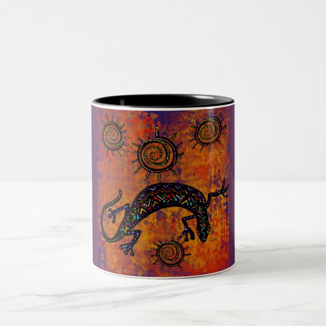 SOUTHWESTERN LIZARD ART      Two-Tone COFFEE MUG (Center)
