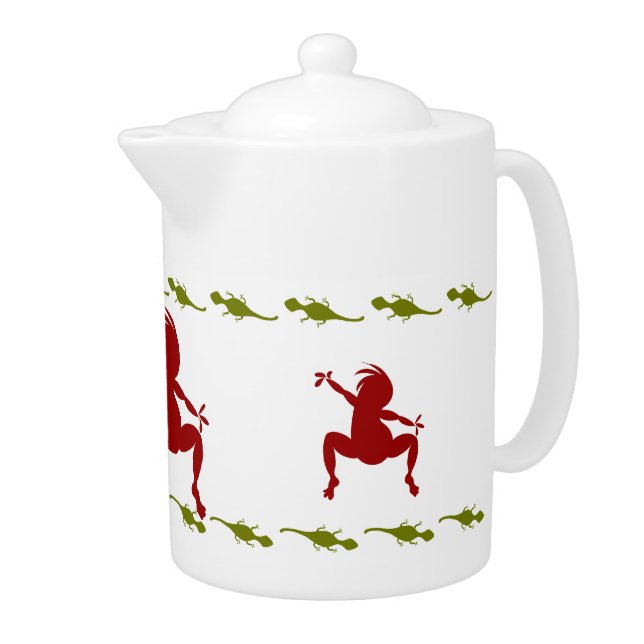 Southwestern Lizards & Dancing Kokopelli Teapot (Right)