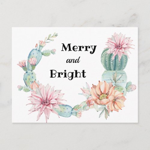 Southwestern Merry And Bright Greeting Postcard