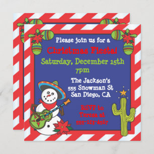 Southwestern Mexican Snowman Feliz Navidad Invitation
