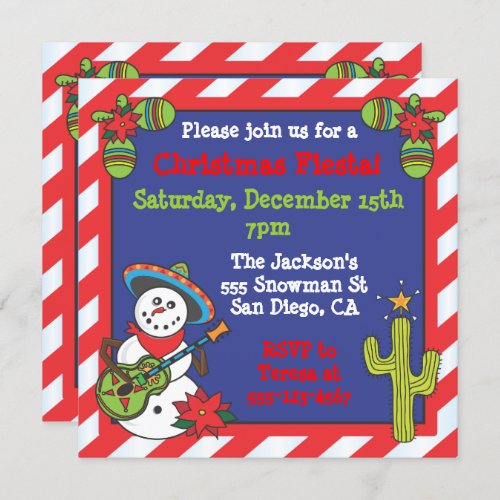 Southwestern Mexican Snowman Feliz Navidad Invitation