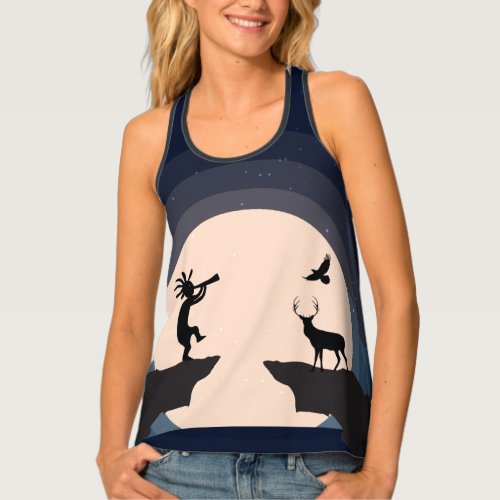 Southwestern Moon Desert Animals Kokopelli  Tank Top